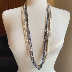 Strings of Pearls White Grey Taupe